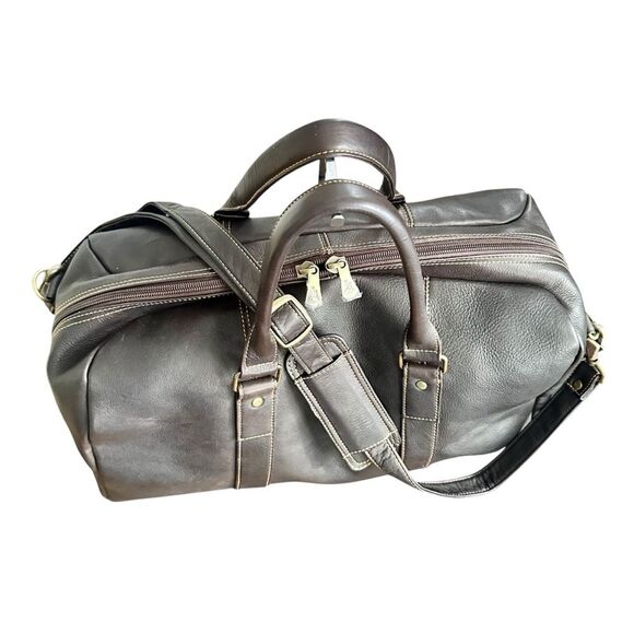 Links & Kings Leather Club Duffel Bag Brown Cafe - Picture 2 of 16